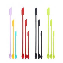 3 개대 더블 헤드 유연한 실리콘 스크레이퍼 재사용 뷰티 주방 주걱 메이크업 브러쉬 마스크 도구, [01] Multicolor