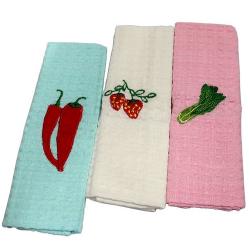 무지개 고급 순면행주 3p 면물수건 위생 주방행주 핸드타올 예쁜 자수행주 흡수력이 좋은 항균 순면 행주 가로36/세로35cm 단일상품