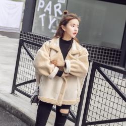 슈슈토어 여성 겨울 아우터 양털자켓 스웨이드 무스탕 숏점퍼 라이더자켓 오버핏 루즈핏 외투 양모 에코퍼