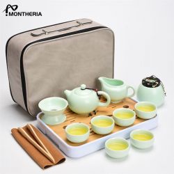 MONTHERIA 몬테리아 다도세트 선물용다기 도자기 찻잔 세트 휴대용 다기 세트 여행용 캠핑용, D1-가방 선물세트,