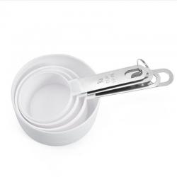 4Pcs 다목적 숟가락/컵 측정 도구 PP 베이킹 액세서리 스테인레스 스틸/플라스틱 손잡이 주방 가제 plastico, White
