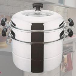 라스보라 열효율이 우수한 스테인레스 퀸센스 3단 찜솥 [32cm] 찜통 찜기 찜냄비 E-516224, 1개, 32cm