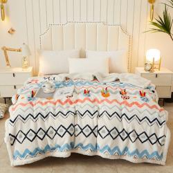 (관부가세포함) 무릎담요 Flannel blanket quilt winter cashmere double thick coral carpet sub-quarters of children nap bla-626955997222, 반달 단순성100x150cm (밀크 벨벳 + 램 벨벳