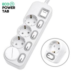 에코파워탭 국산 LED 메인 절전 과부하차단 4구 멀티탭 + L자1구 + 안전커버, 1세트, LED 개별4구 1.5m +L자 1구