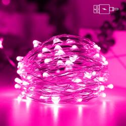 태양무역 와이어 LED 전구 줄조명 줄전구 (건전지형) 인테리어 DIY 무드등 앵두전구 트리 장식 크리스마스 벽 조명 벽트리, 04. 와이어 5M USB(핑크) 8 기능-스위치형