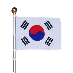 가자데코 바람에 엉키지 않는 알루미늄 회전깃대 태극기 슬리브형 2단알루미늄태극기 깃대+태극기+보관함 1개