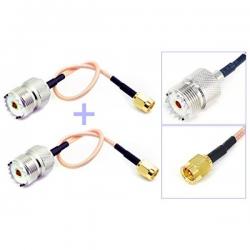 2 팩 세트 RF RG316 떠꺼머리 저손실 케이블 SMA 남성 -UHF SO-239 여성 동축 안테나 커넥터 6 ''(15cm) GP Elec, 단일상품