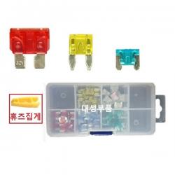 대성부품 자동차 퓨즈 휴즈 세트 미니 소형 대형 신형 구형 최신형 50PCS 60EA 화물차 대형트럭 12V 24V 지게차 중장비 RV 휴즈집게 퓨즈클립 비상용 퓨즈박스 1톤 포터2 봉고3 카라반 모터홈 캠핑카 오토바이 선박 보트, 1개