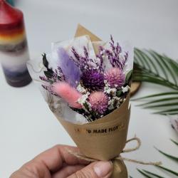 소영점빵 드라이플라워 프리져브드 크라프트미니꽃다발, 퍼플핑크 천일홍, pp케이스포장