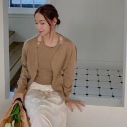 바잉몰 여성 어젯밤에 홀터넥 니트 나시 가디건 세트 -3color