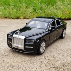 롤스로이스 Rolls-Royce Phantom 1대32 합금 다이캐스트 자동차모형 라이트 및 사운드 풀백 기능 미니카 피규어 선물, 올 블랙