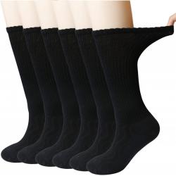 구속력이 없는 당뇨병 여성용 양말 6켤레 대나무 당뇨병 환자를 위한 패딩 양말 6Black9-11, 1