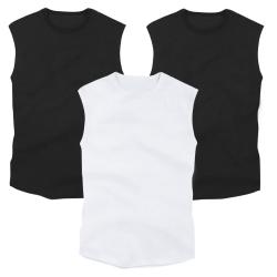더폴그라운드 남자 빅사이즈 무지 나시티 베이직3컬러 민소매 3팩 모음 L~4XL, 2 나시WH2P_BK1P