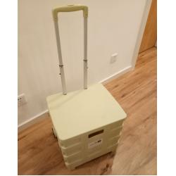 접이식핸드카 운반차량 장보기 손수레 플라스틱 접이식 휴대용 새벽시장 청과시장 풀로드 2019접기, T07-중간사이즈 길어진손잡이 베이지블루+미개(업그레이드), 기본