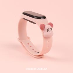 스마트밴드 샤오미 손목시계 3/4밴드 애니메이션 맞춤제작타입 운동 대체 밴드 2대 남녀 스마트 개성 3단 4단 아이디어, C01-샤오미 손목시계 2밴드(보호필름), T05-핑크 폭력곰