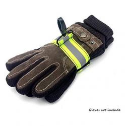 Wanty 2 Pack 버튼이있는 중부 하 반사 형 소방관 투표자 기어 장갑 스트랩 (반사 형)