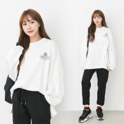 chicme 시크미 여성 워싱턴 레터링 오버핏 면 티셔츠