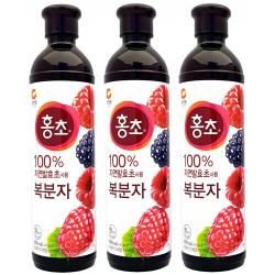 청정원 홍초 100% 자연발효초사용 복분자, 900ml, 3개