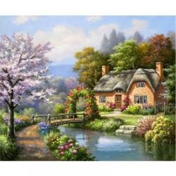 케이엠엘리 보석십자수 3D 산속 오두막집 비즈 DIY 키트 50 x 40 cm, 혼합색상, 1개