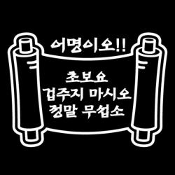 센스만점 자동차스티커 모음 (주유구 스티커 포함), 012_어명이오!!초보요(화이트), 1개