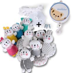 꿈나라 모빌, 곰토끼 흑백+컬러 더블모빌+수동오르골 세트