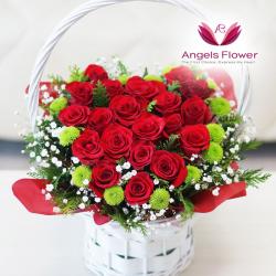  엔젤스플라워 마음을 전하는 전국 꽃배달서비스 꽃바구니 꽃다발 F06_장미 한아름 하트 꽃바구니 