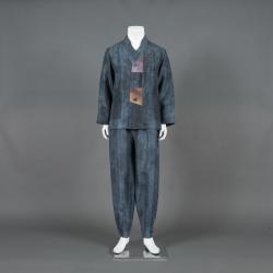 부국사임당 남성 인견 내림깃 배색 저고리 바지 5종 생활한복(개량한복), 빈티지블루