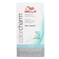 Wella 컬러 참 퍼머넌트 리퀴드 헤어 토너 42ml T14 Pale Ash Blonde 1개