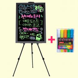 블랙보드 + 5색마카 삼각이젤 받침대 세트 단일색상 60 × 45cm
