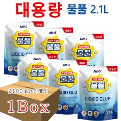 아모스 대용량 물풀(2100ml*6개입)-PVA 초강력 액체풀 액체괴물 슬라임 투명접착풀
