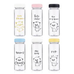 [공 감] 일러스트보틀 클리어무지보틀 물병, 힘내 다 잘될거야 / 블랙, 500ml