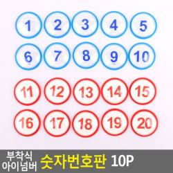 부착식 아이넘버 숫자번호판 10P 사물함 원형번호판 목욕탕번호 사물함번호 숫자판 숫자안내판 번호스티커 라커번호 테이블번호 원형숫자판, 빨강1~10