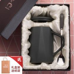 북유럽 머그컵 북경 세라믹 컵 뚜껑 숟가락 대용량 성격 동향 커, 타입18 420ml (선물 상자) 그레이 - 거꾸로 형상 [컵 + 뚜껑 + 스푼 + 선물 상자 + 쇠가위]